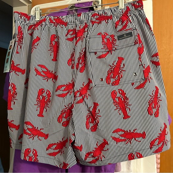 New Rainforest Men Swim Trunks Red Lobsters on Blue White Stripes size XL Summer - Picture 11 of 12
